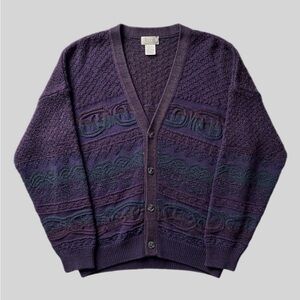 Vintage Tosani Purple Textured 3D Knit Button-Front Cardigan